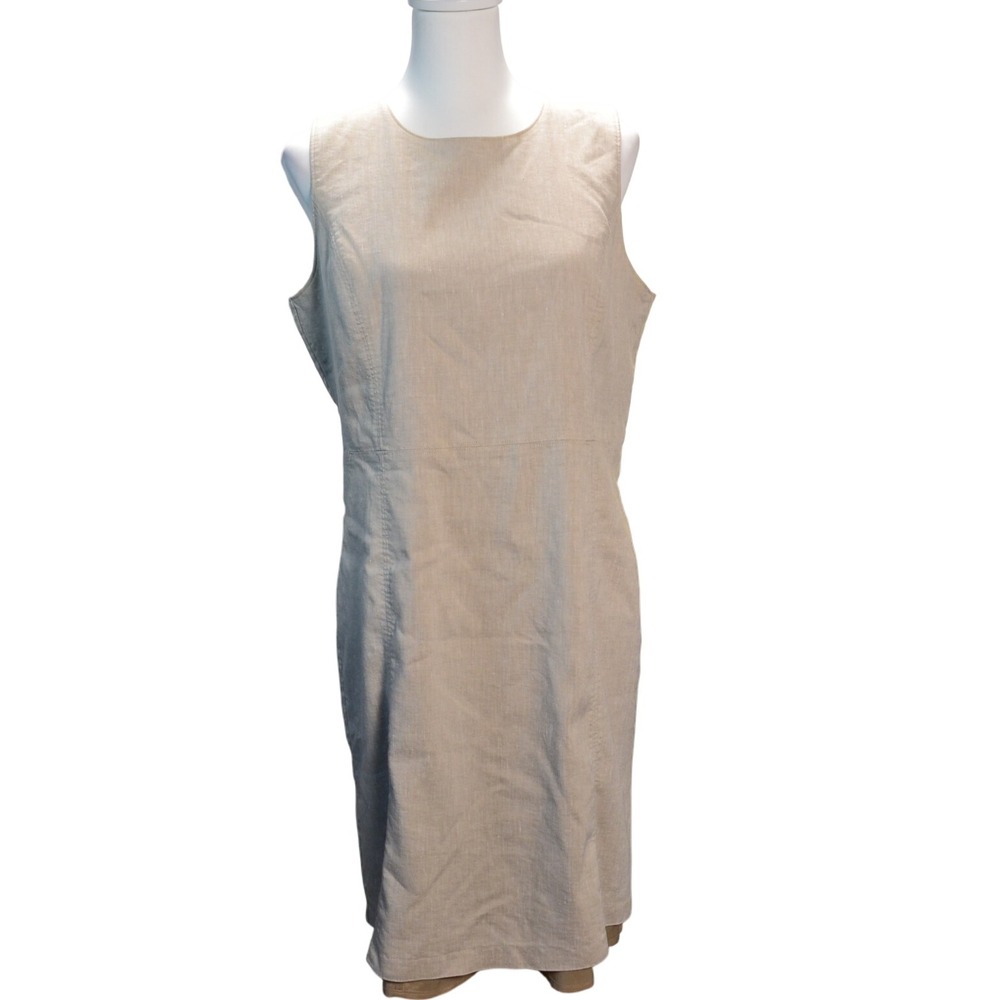 Lands' End Classic Clothing Linen Blend Sheath Dress Beige Size 8‎